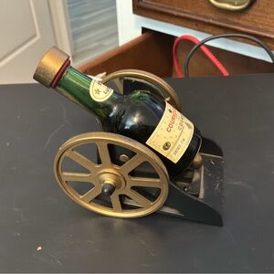 Vintage Cannon Cognac bottle Holder with Gold Accents